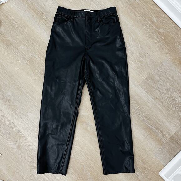 Abercrombie & Fitch The Ankle Straight Ultra High Rise Vegan Leather Pants 6/28 - Picture 1 of 8